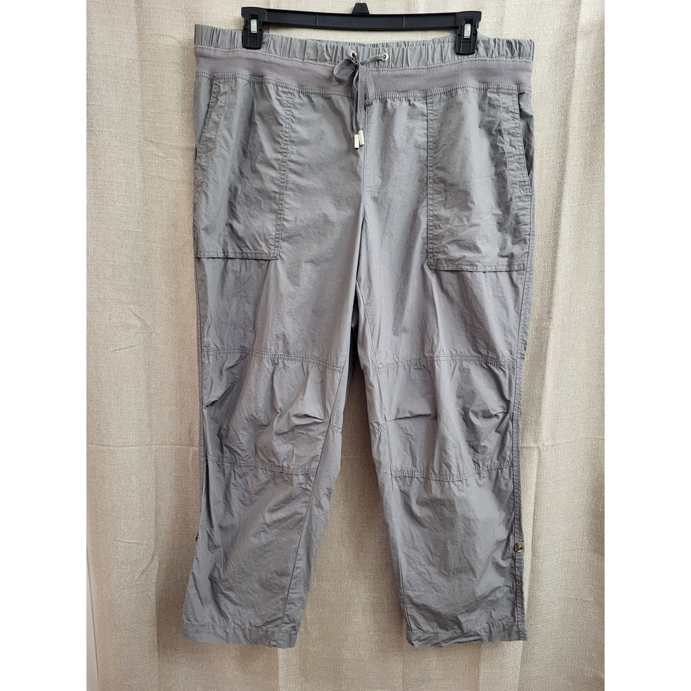 Nautica Jeans Co Gray Cotton Cropped Drawstring Pants XL Utility Gorp Light